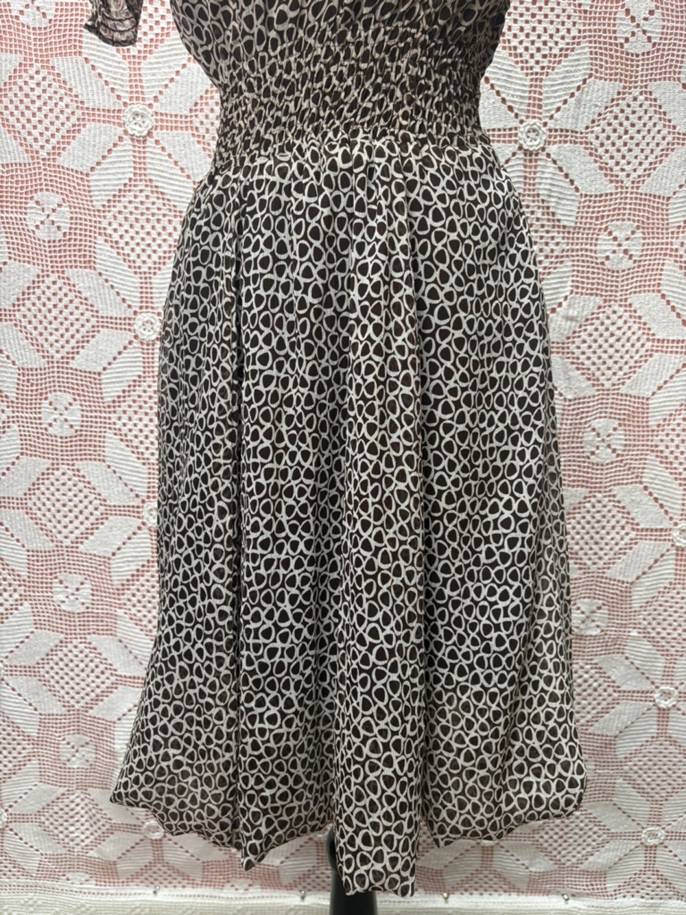 Femella Printed Midi Dress Balloon Hem Smocked Waist - Picture 5 of 10